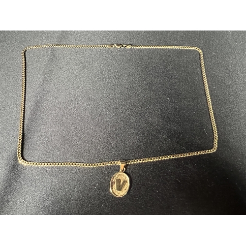 520 - 14ct gold pendant on 14ct gold curb link necklace, 12.3g gross, 51cm