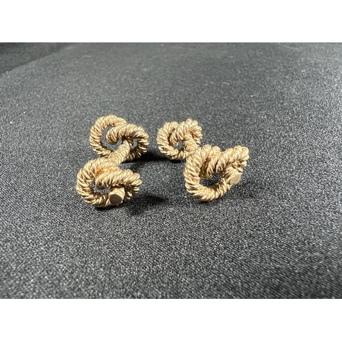 532 - 9ct gold nautical rope style cufflinks, 12g, 2.5cm long