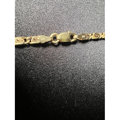 537 - 9ct gold unusual link necklace 10.2g, 45cm long