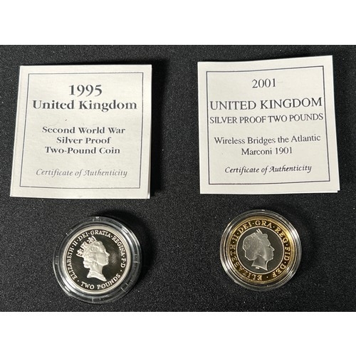 279 - 2 Silver proof £2 coins both with certificates