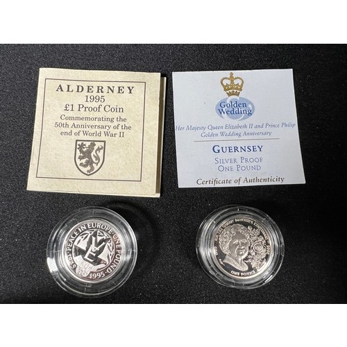 290 - 2 Silver proof £1 coins both with certificates