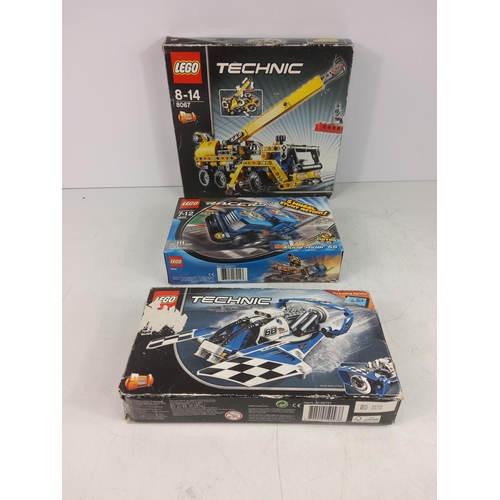 416 - 3 lego sets 42045, 8668 & 8067 Hydroplane racer, Siderider & mini mobile crane (8668 new and sealed)