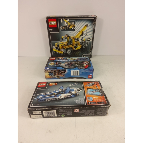 416 - 3 lego sets 42045, 8668 & 8067 Hydroplane racer, Siderider & mini mobile crane (8668 new and sealed)