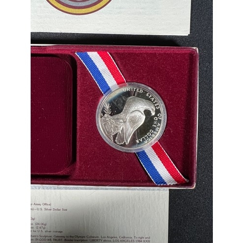 286 - Cased american silver dollar 1984 olympics