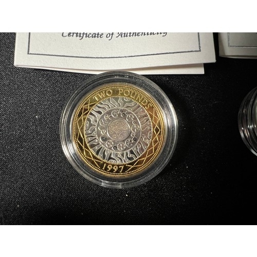 288 - Cased silver proof £2 coin and Silver proof £1 coin with certificates