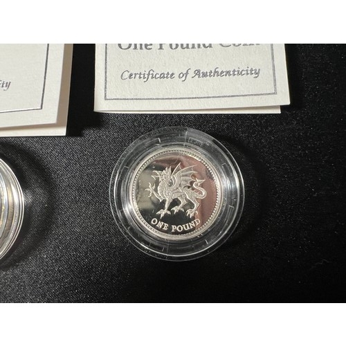 288 - Cased silver proof £2 coin and Silver proof £1 coin with certificates