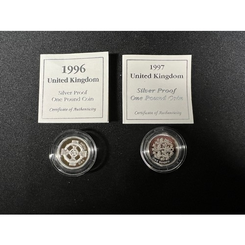 291 - 2 Silver £1 coins both with certificates