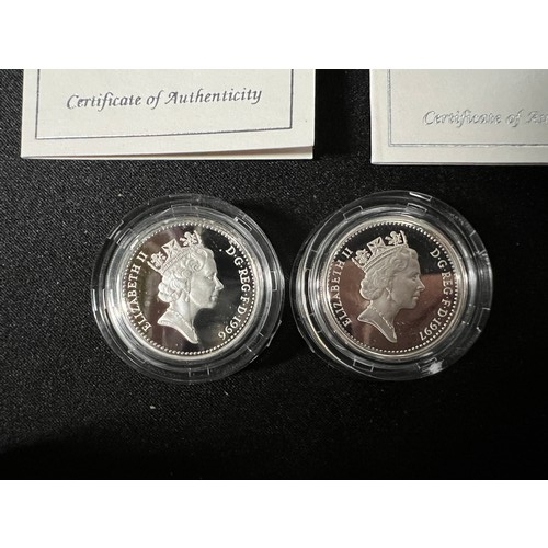 291 - 2 Silver £1 coins both with certificates