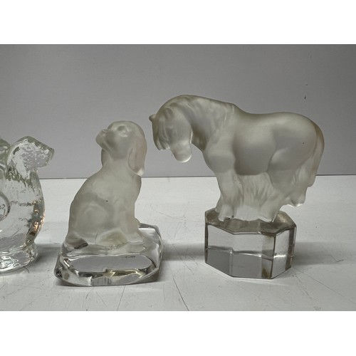 5 - Glass dog and glass horse, tallest being 10cms in height, and Swedish glass ship