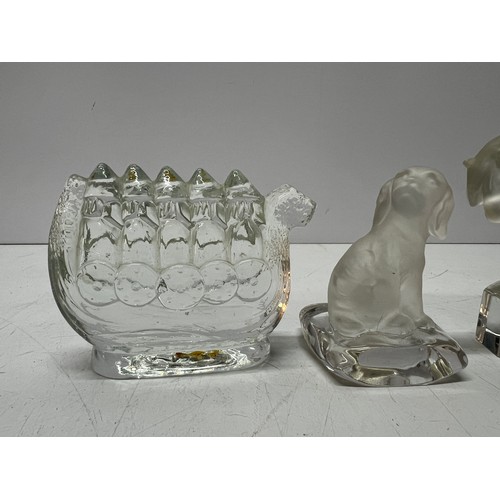 5 - Glass dog and glass horse, tallest being 10cms in height, and Swedish glass ship