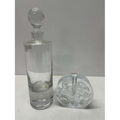 6 - Swedish glass stem vase and a glass decanter