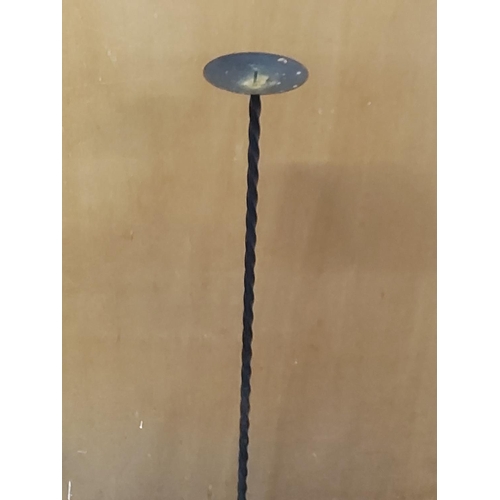 44 - Large wrought iron candle holder, 92cms in height