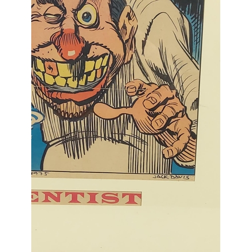 47 - Framed 1975 Topps hand coloured poster of a  dentist, 38 x 32cms