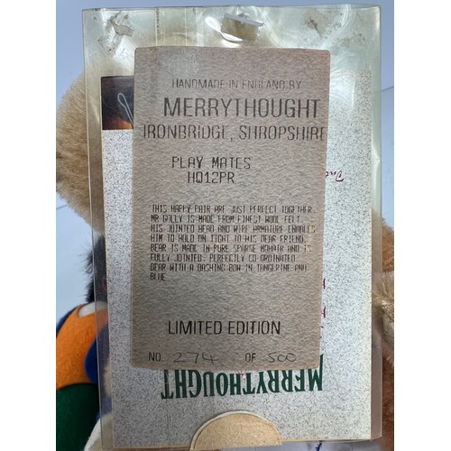 90 - Merrythought Playmates  jointed teddy & Golly with certificates