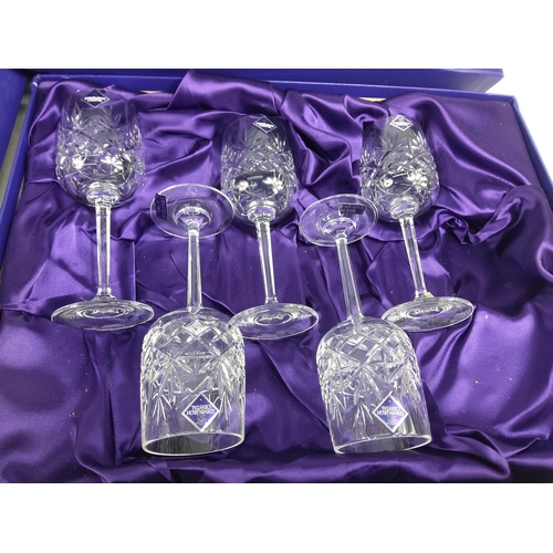 14 - 4 boxed sets of glasses and large box of glassware