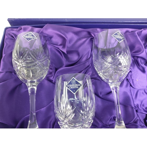 14 - 4 boxed sets of glasses and large box of glassware