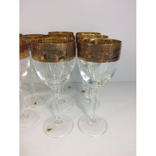 18 - Box of etched Slovakia Lednicke Rovne LR glasses