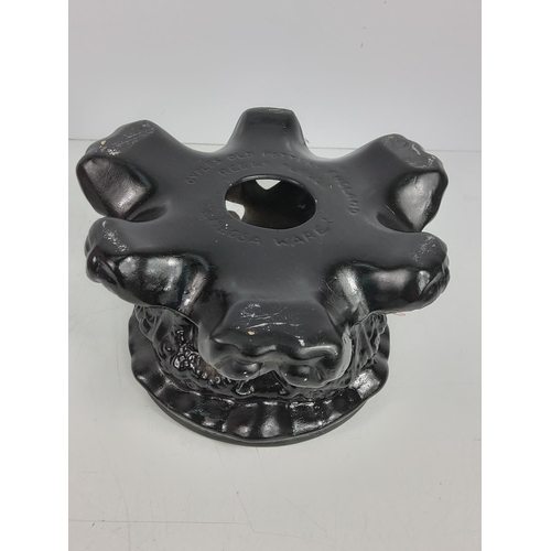 99 - Oriental ginger jar with wooden base, approx 46cms on base, 32cms off base