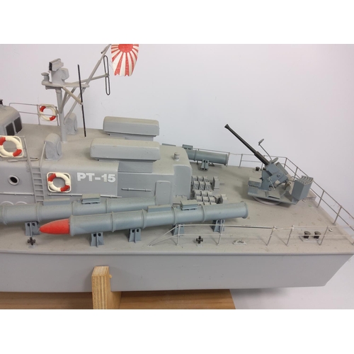 35 - Model battleship with controller and charger, approx 85cms in height