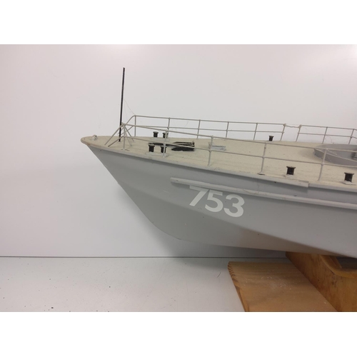 35 - Model battleship with controller and charger, approx 85cms in height