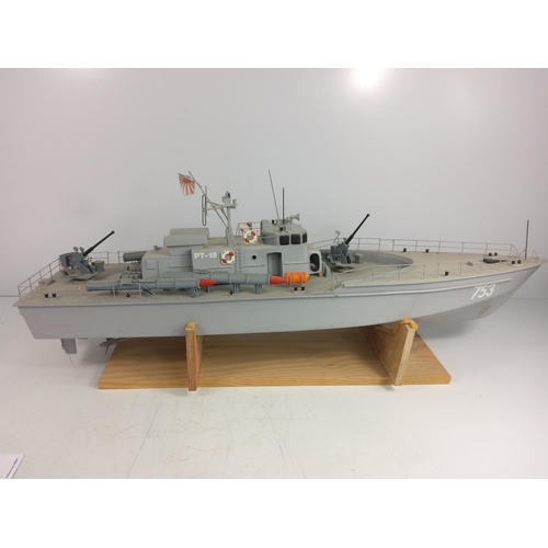 35 - Model battleship with controller and charger, approx 85cms in height