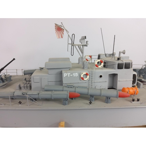 35 - Model battleship with controller and charger, approx 85cms in height