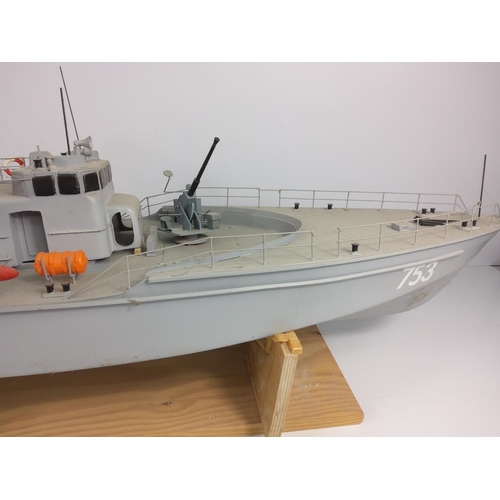 35 - Model battleship with controller and charger, approx 85cms in height