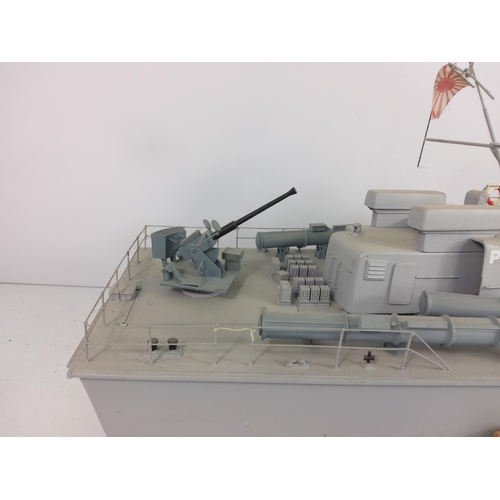 35 - Model battleship with controller and charger, approx 85cms in height