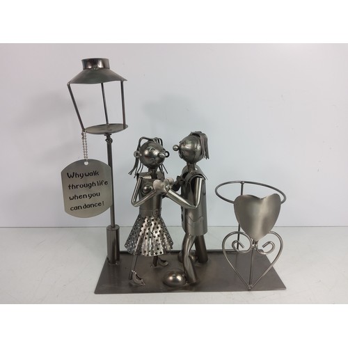 80 - Metal bottle holders and figures