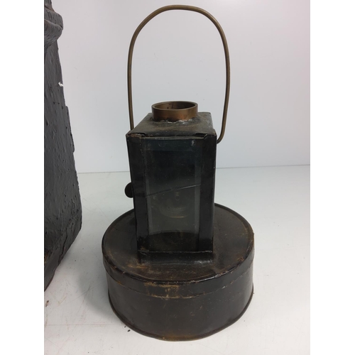 10 - Antique metal railway lantern