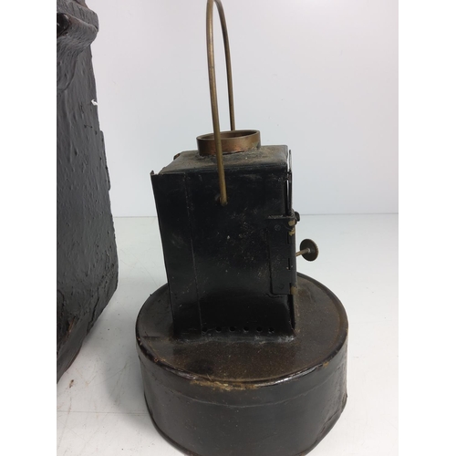 10 - Antique metal railway lantern