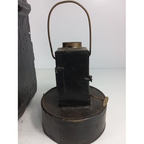 10 - Antique metal railway lantern