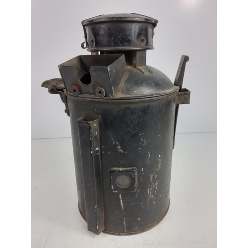 11 - Antique metal railway lantern