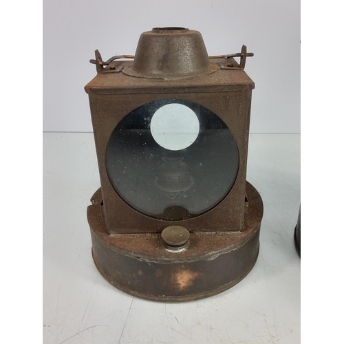 11 - Antique metal railway lantern