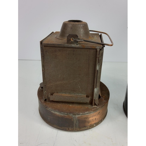 11 - Antique metal railway lantern