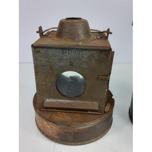 11 - Antique metal railway lantern