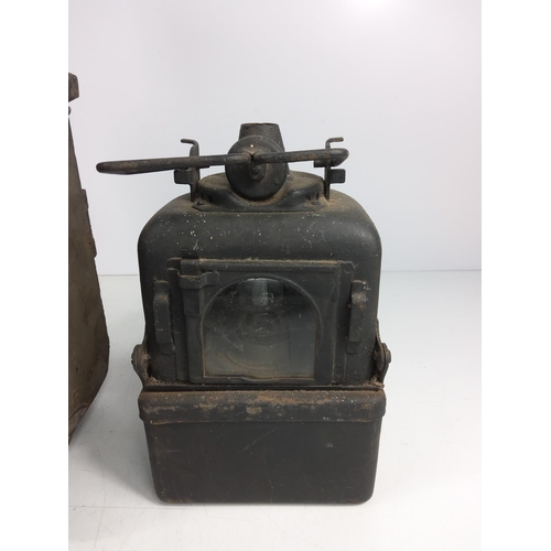 12 - Antique metal railway lantern