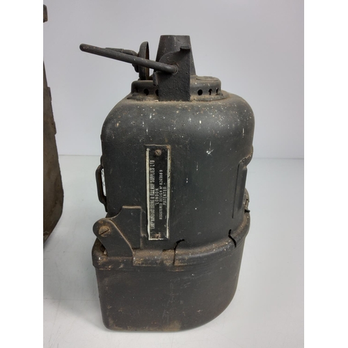 12 - Antique metal railway lantern