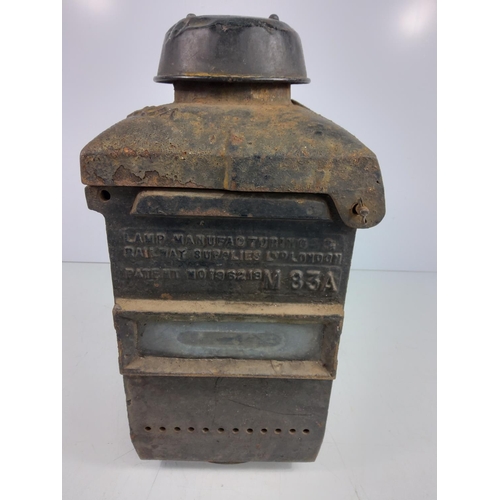 12 - Antique metal railway lantern