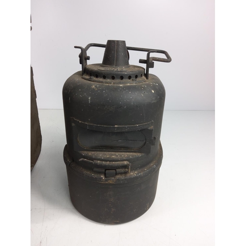 12 - Antique metal railway lantern