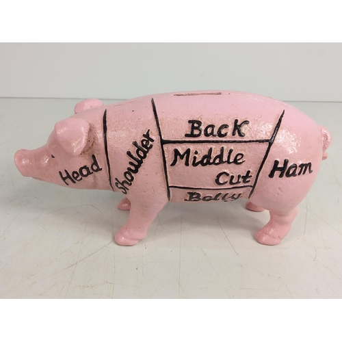113 - Cast iron butchers pig money box