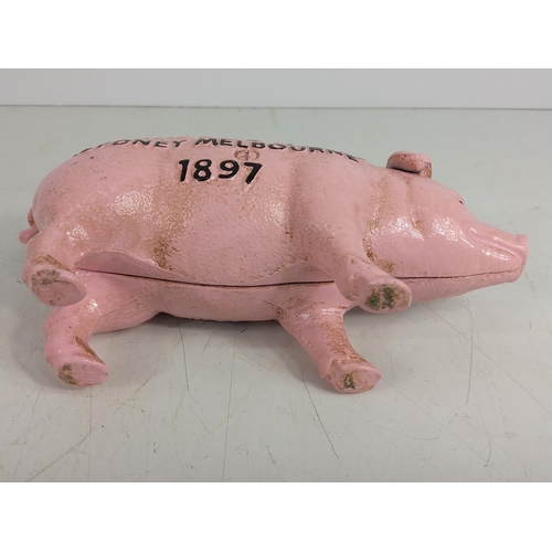 113 - Cast iron butchers pig money box