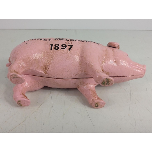 113 - Cast iron butchers pig money box
