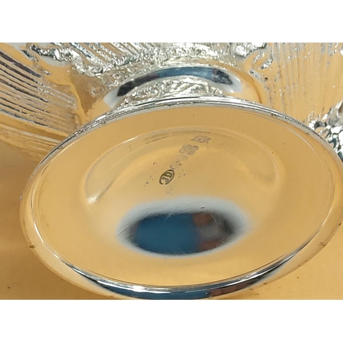 174 - Plated cherub salt pot with spoon, 12 x 9 x 10cms