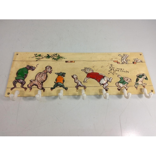 132 - Cast metal 3d novelty coat hooks, 50 x 18cms
