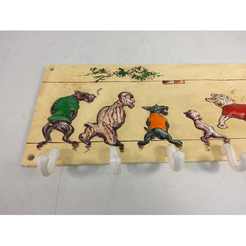 132 - Cast metal 3d novelty coat hooks, 50 x 18cms