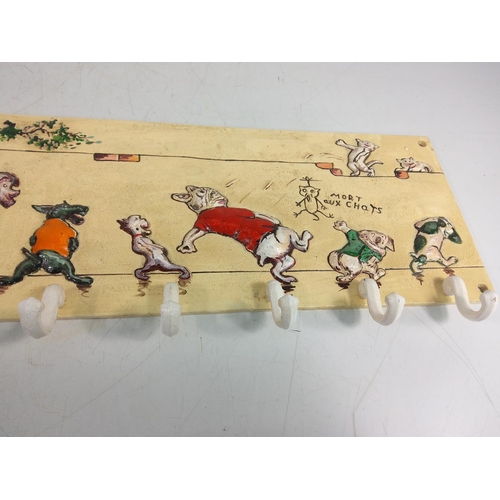 132 - Cast metal 3d novelty coat hooks, 50 x 18cms