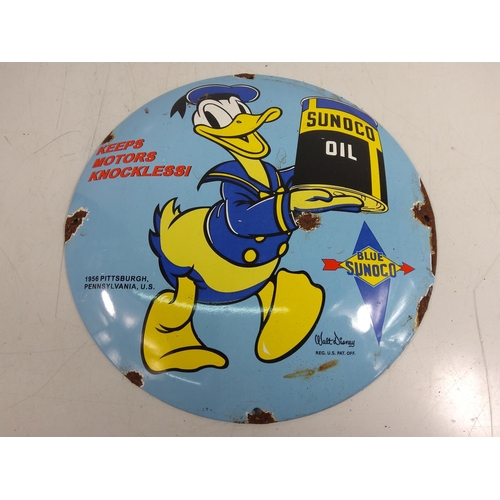 144 - Sunoco Disney enamel advertising sign, 30cms in diameter