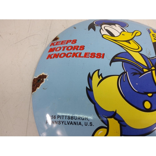 144 - Sunoco Disney enamel advertising sign, 30cms in diameter