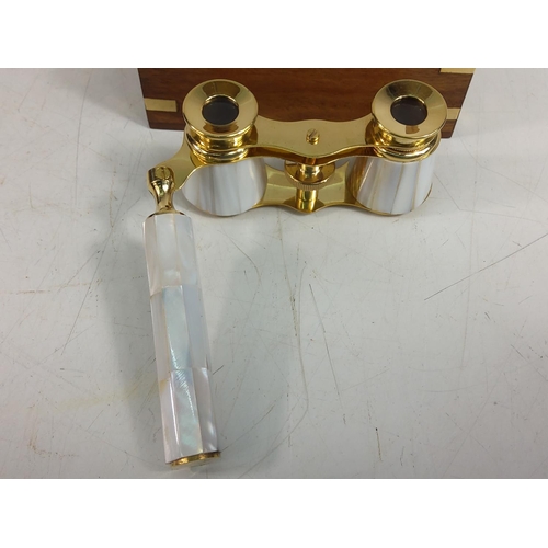 150 - Wooden cased opera glasses